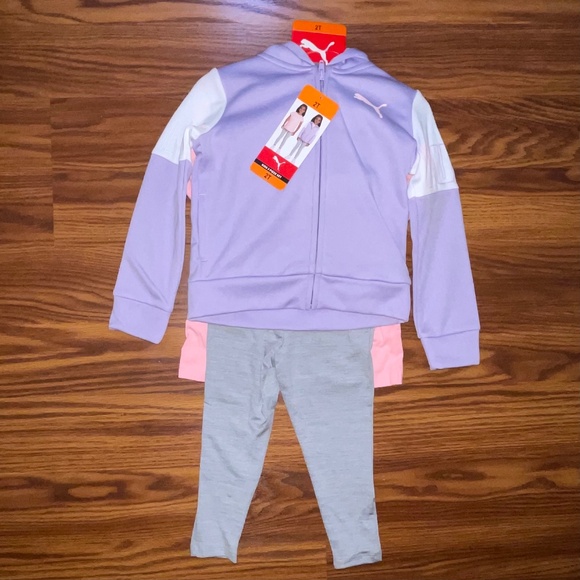 NWT Puma Toddler Girls’ 3-Piece Set (Zip Up Hoodie, Shirt, Leggings) - Picture 1 of 6
